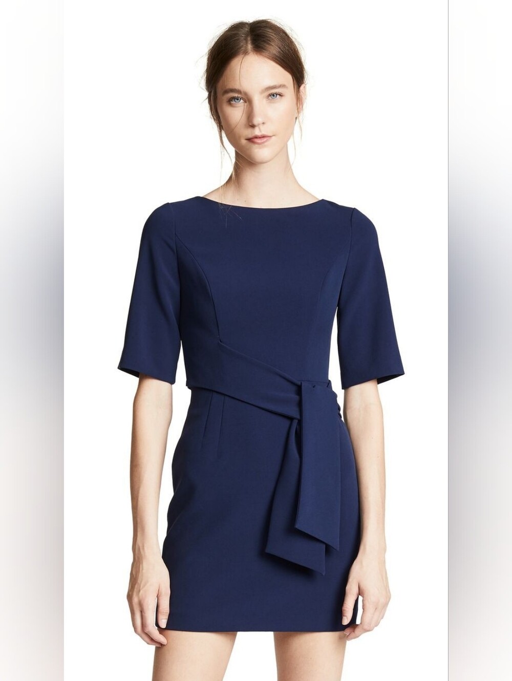 Alice + Olivia Virgil Boat Neck Mini Dress Navy Blue